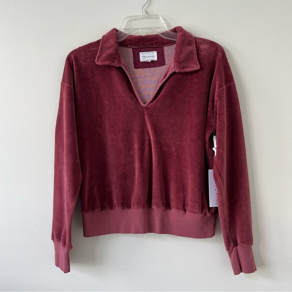 Honorine Tops - Honorine Cameron Collared V-Neck Long Sleeve Top -Rosewood Velvet NWT Size S